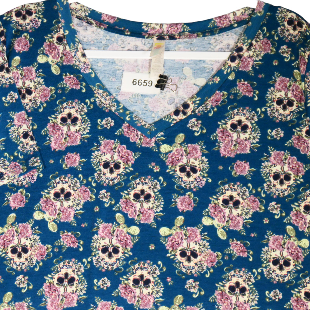 LuLaRoe Whimsigoth Skull Floral Tunic Tee Womens 3X Indie Femme Y2K Dark - Picture 3 of 8